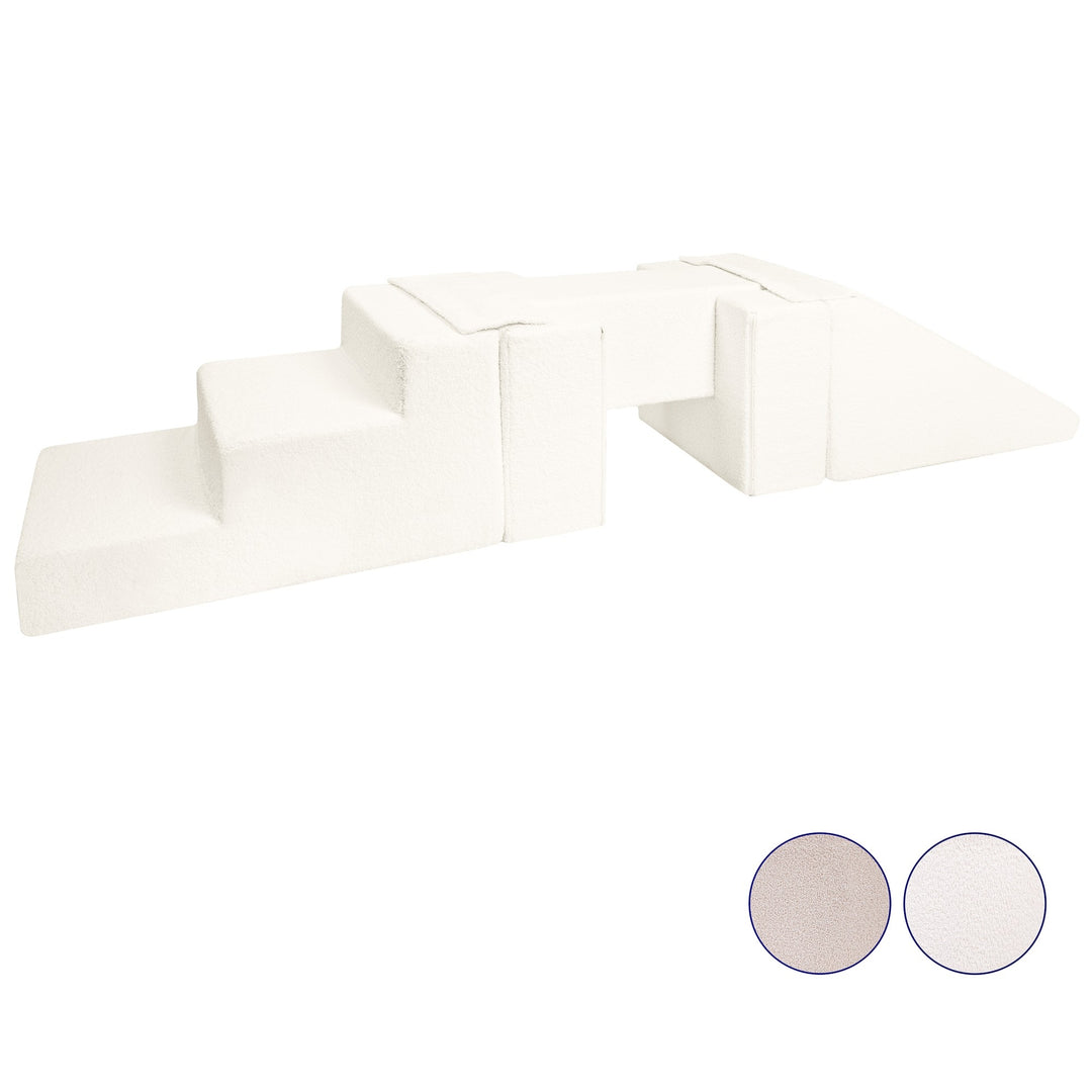 Soft play set 5 blocks Footbridge with Slide bouclé