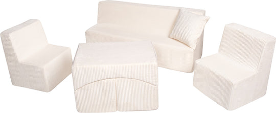Soft Foam Furniture Set: 2xChair+Sofa+Coach for Kids, Children,Comfy, Relax,Play, corduroy fabric