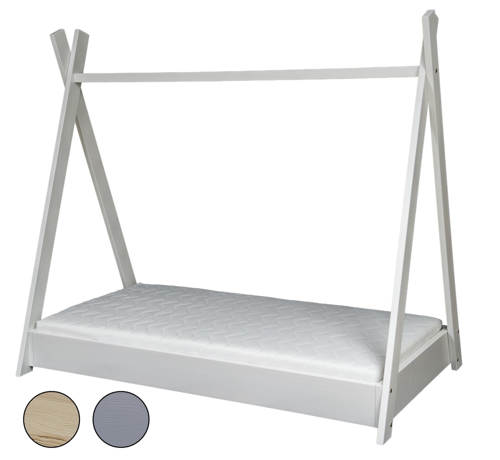 Teepee tent wooden bed + ECO mattress set 160x80