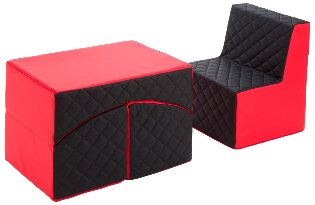 Kids furniture set: armchair + lounger, eco leather quilted