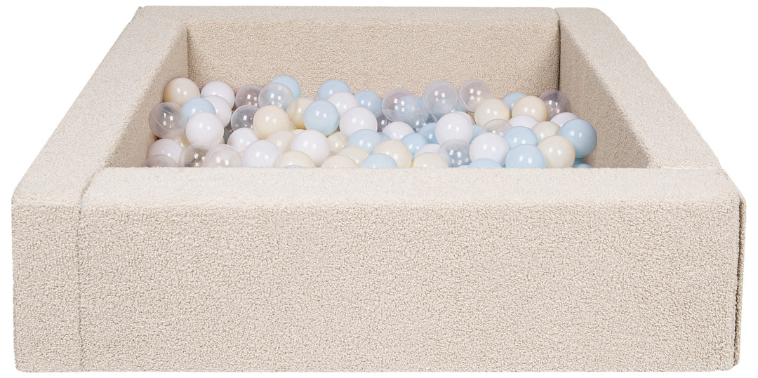 Square bouclé ball pit with 300 balls, 5 elements