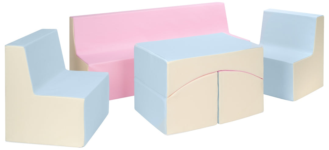 Kids furniture set: 2xarmchair + sofa + lounger, eco leather