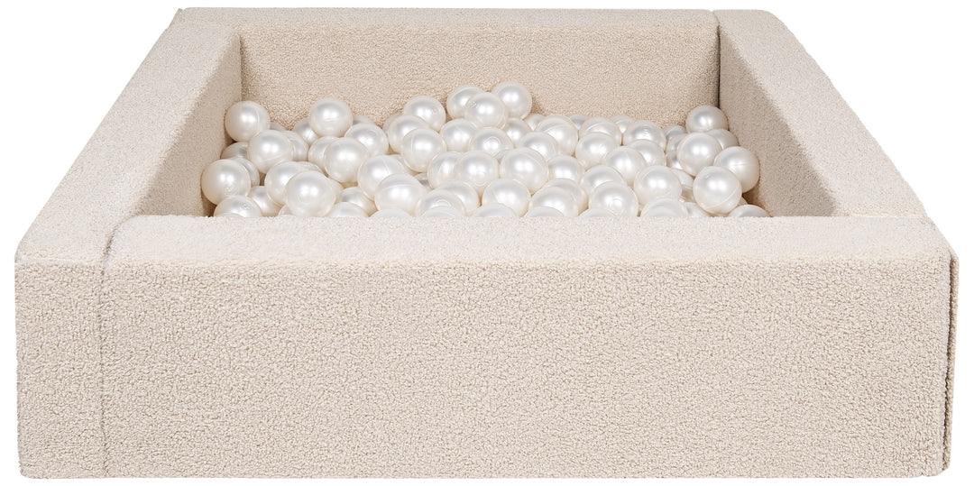 Square bouclé ball pit with 200 balls, 5 elements