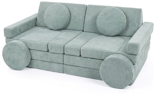 Modular sofa bed, multifunctional foam blocks, car with steering wheel