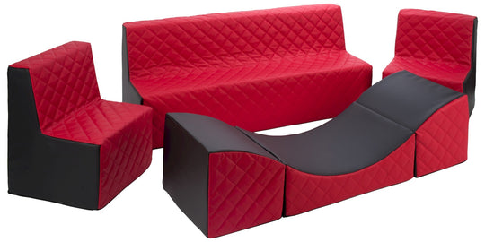 Kids furniture set: 2xarmchair + sofa + lounger, eco leather quilted