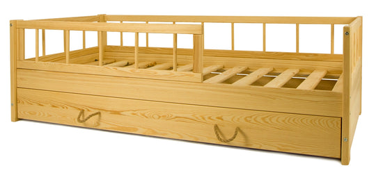 Wooden bed 160x80cm +drawer and barriers