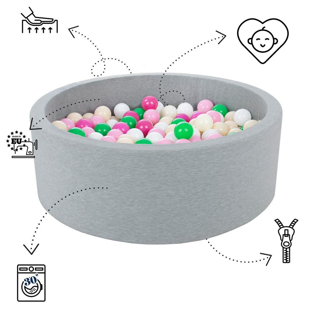 Soft Jersey ball pit with 600 balls, diameter 125 cm