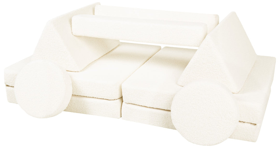Bouclé modular kids sofa, foam blocks