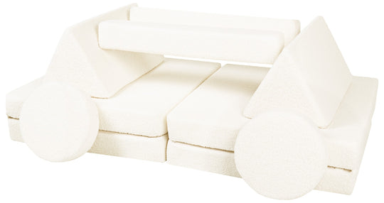 Bouclé modular kids sofa, foam blocks