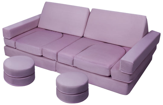 Modular sofa bed, multifunctional foam blocks, car with steering wheel