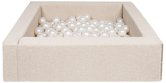 Square bouclé ball pit with 200 balls, 5 elements