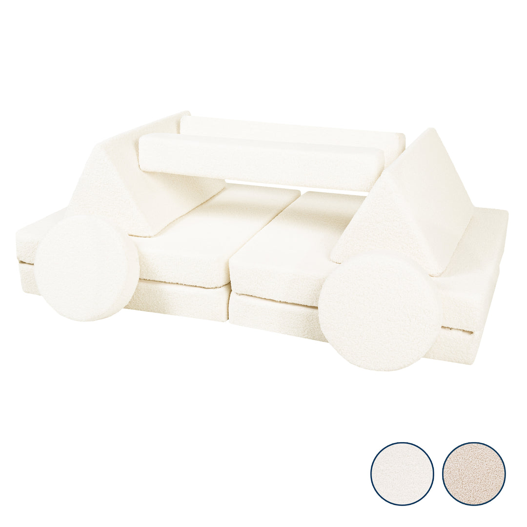 Bouclé modular kids sofa, foam blocks