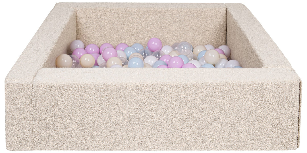Square bouclé ball pit with 200 balls, 5 elements