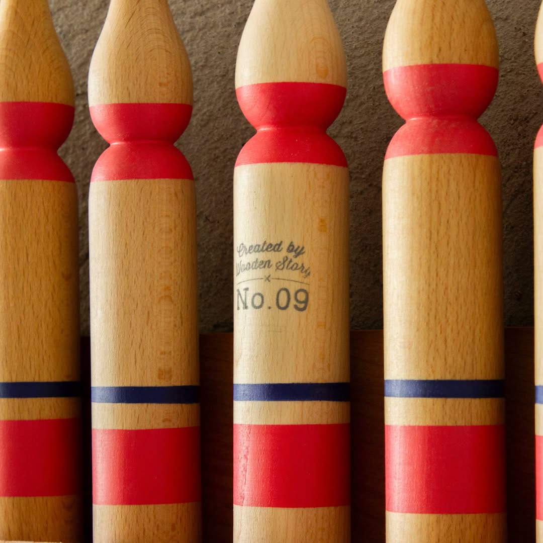 Wooden Bowling Pins - Red