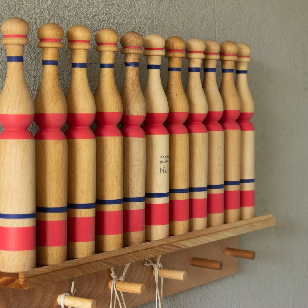 Wooden Bowling Pins - Red