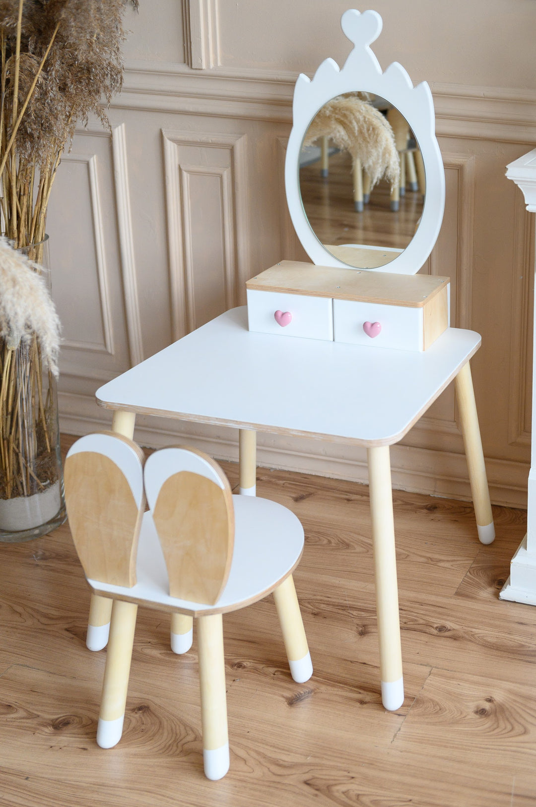 Princess Beauty Table with Mirror - Crown