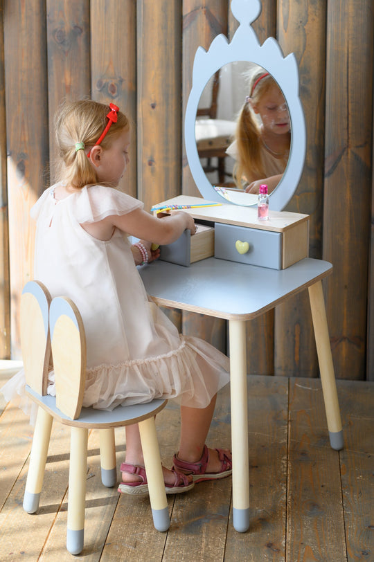 Princess Beauty Table with Mirror - Crown