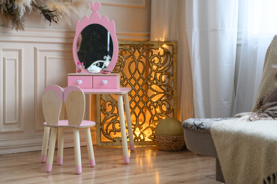 Princess Beauty Table with Mirror - Crown