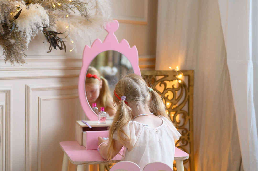 Princess Beauty Table with Mirror - Crown