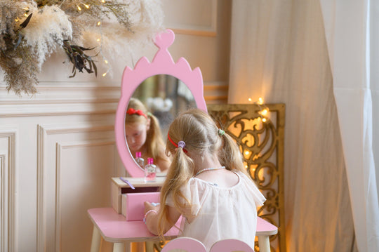Princess Beauty Table with Mirror - Crown