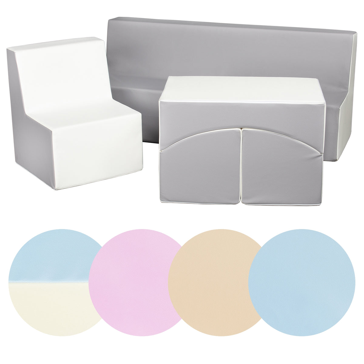 Kids furniture set: armchair + sofa + lounger, eco leather