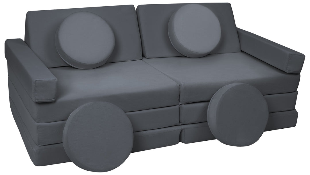 Modular sofa bed, multifunctional foam blocks, car with steering wheel