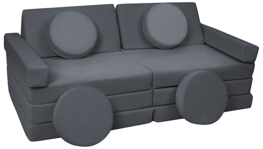 Modular sofa bed, multifunctional foam blocks, car with steering wheel