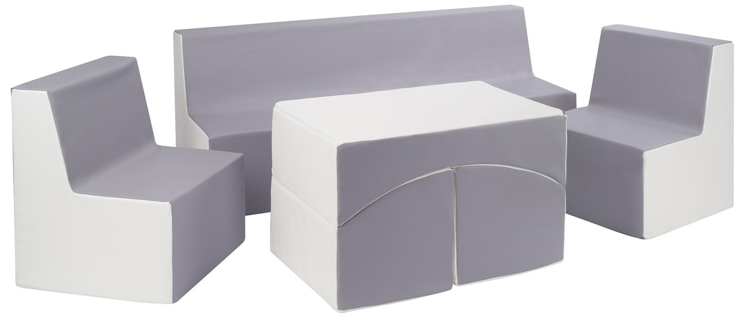 Kids furniture set: 2xarmchair + sofa + lounger, eco leather