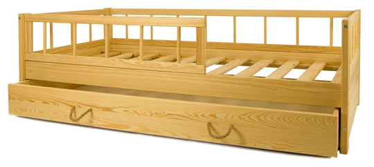 Wooden bed 160x80cm +drawer and barriers