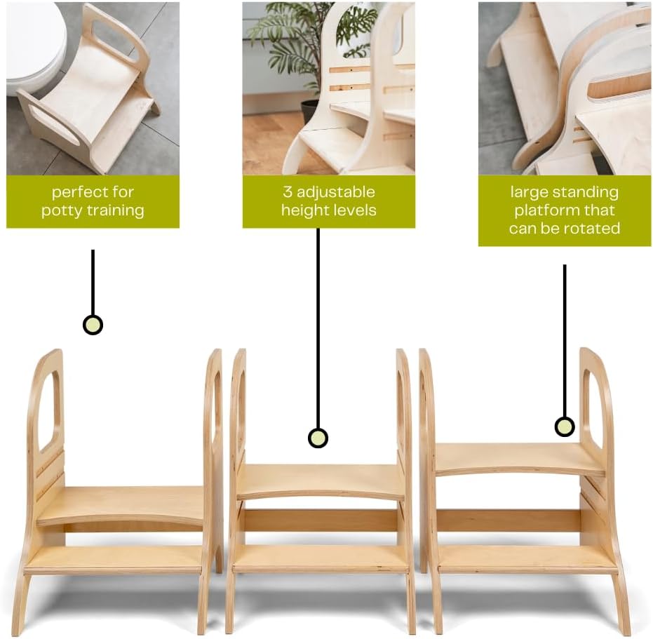 Ette Tete MIIMO® Adjustable Height Step Stool - Natural Wood