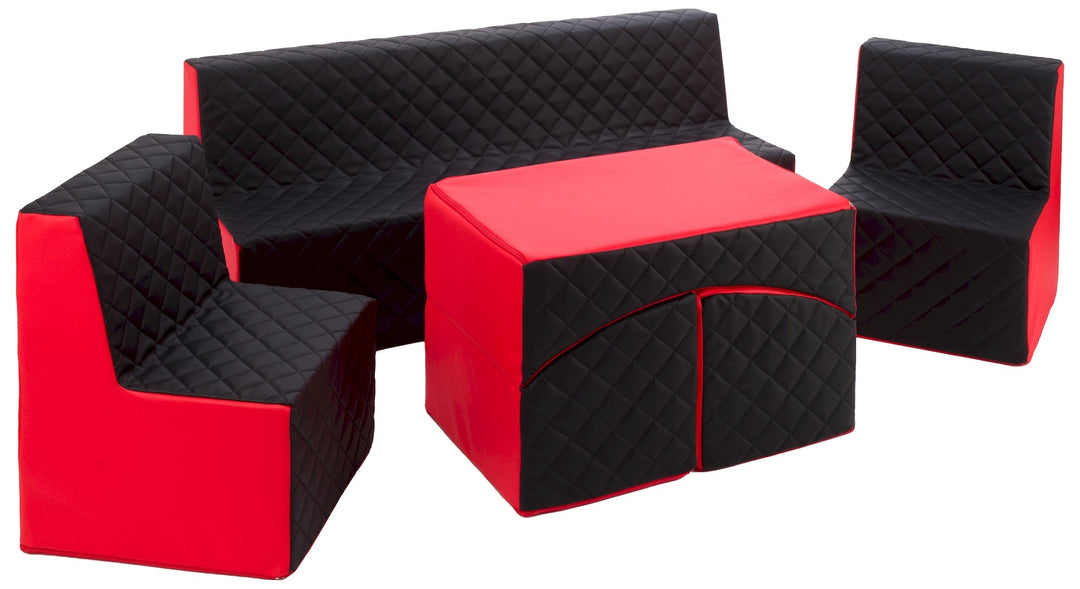 Kids furniture set: 2xarmchair + sofa + lounger, eco leather quilted