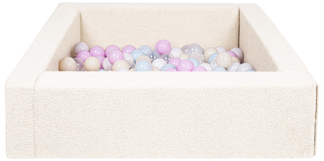 Square bouclé ball pit with 200 balls, 5 elements