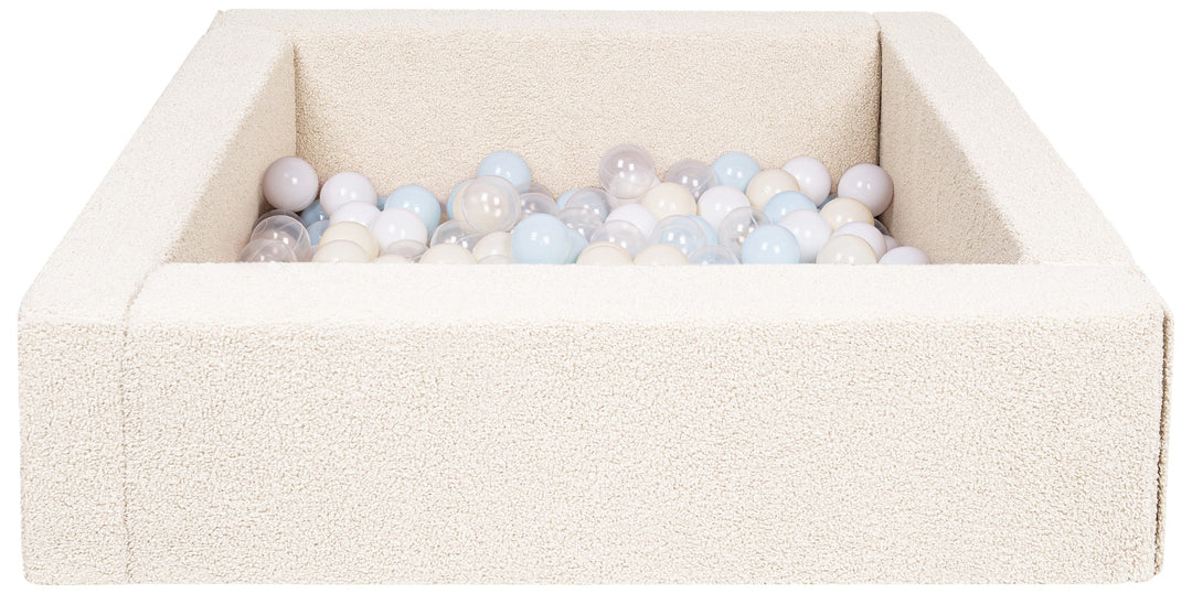 Square bouclé ball pit with 200 balls, 5 elements