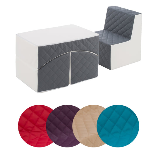 Kids furniture set: armchair + lounger, eco leather quilted