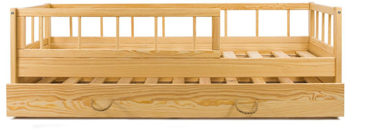 Wooden bed with the drawer, with extra space for the second mattress 160x80
