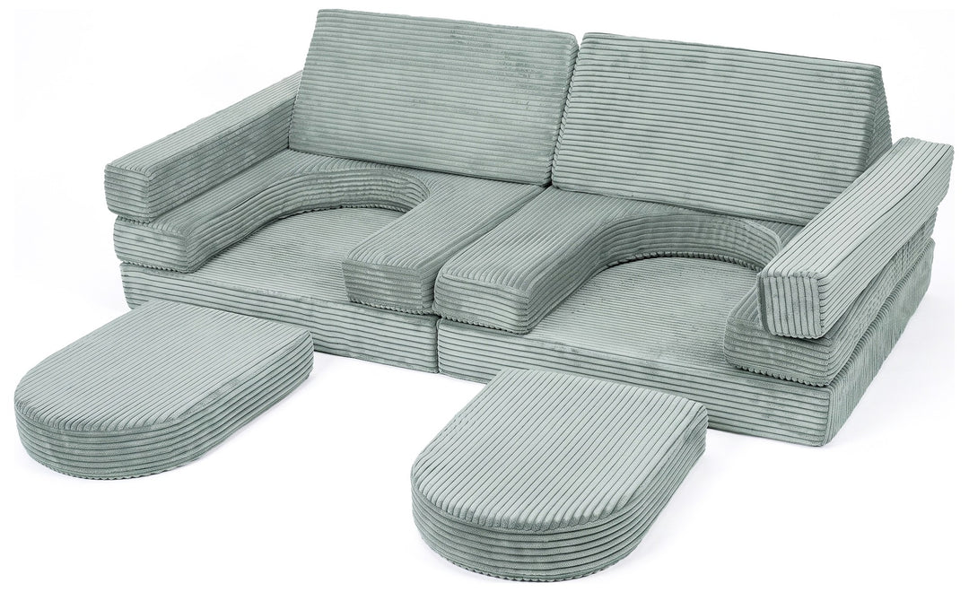 Modular sofa bed, multifunctional foam blocks, car with steering wheel