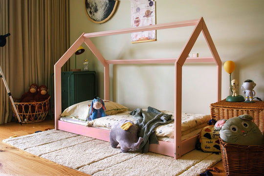 Wooden house bed 160x80cm without barriers