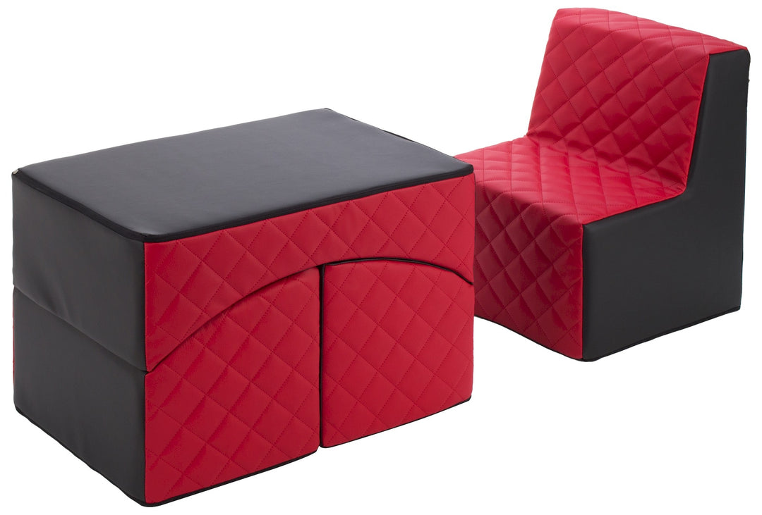 Kids furniture set: armchair + lounger, eco leather quilted
