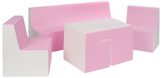 Kids furniture set: 2xarmchair + sofa + lounger, eco leather