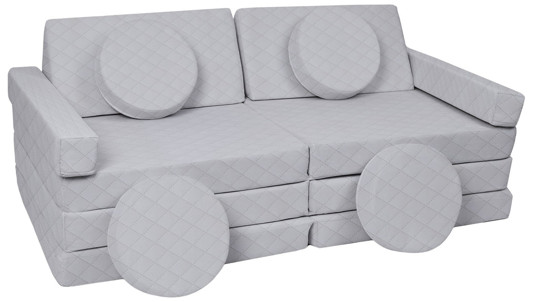 Modular sofa bed, multifunctional foam blocks, car with steering wheel