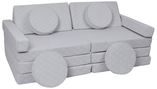 Modular sofa bed, multifunctional foam blocks, car with steering wheel