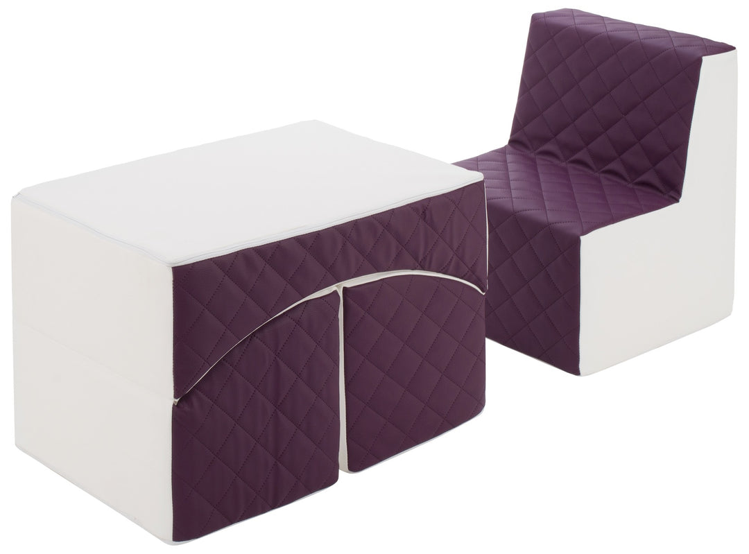 Kids furniture set: armchair + lounger, eco leather quilted