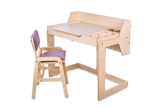 Adjustable Children Montessori Table and Chair Set Luula - Cannon Pink