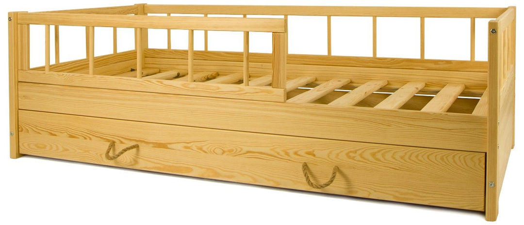 Wooden bed with the drawer, with extra space for the second mattress 160x80