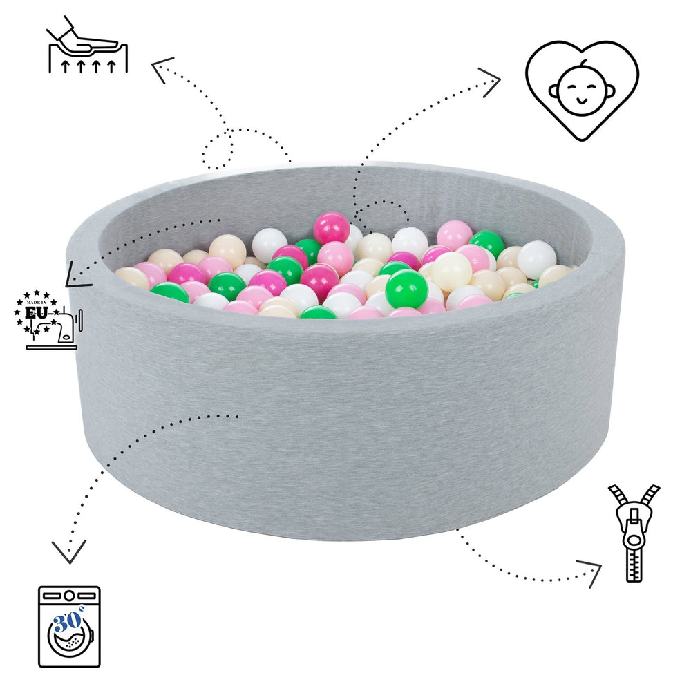 Soft Jersey ball pit with 900 balls, diameter 125 cm