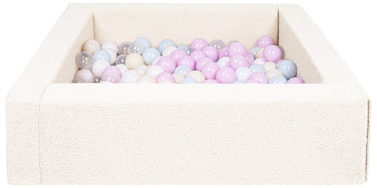 Square bouclé ball pit with 300 balls, 5 elements
