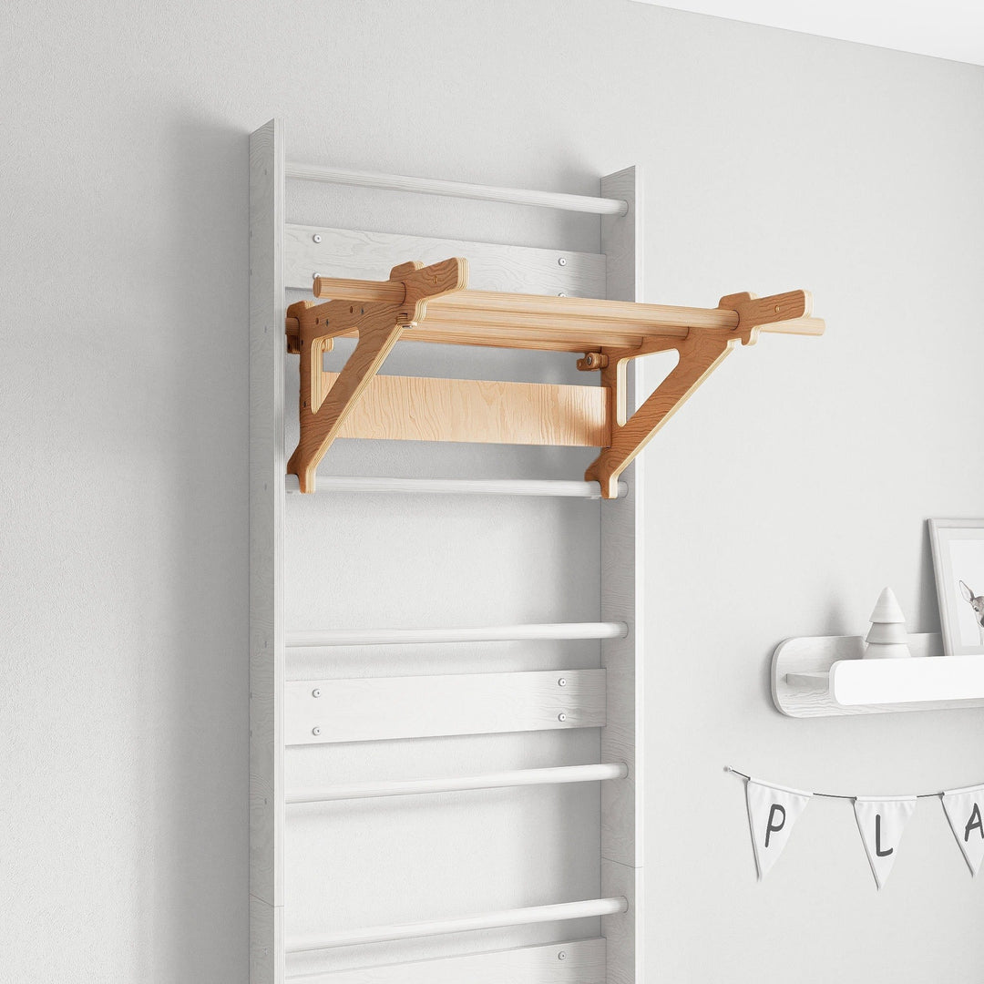 EVERGYM Wooden Pull-Up Bar for Wall Bars