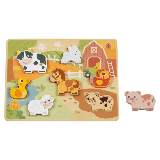 BusyKids Wooden Chunky Farm Animal Puzzle