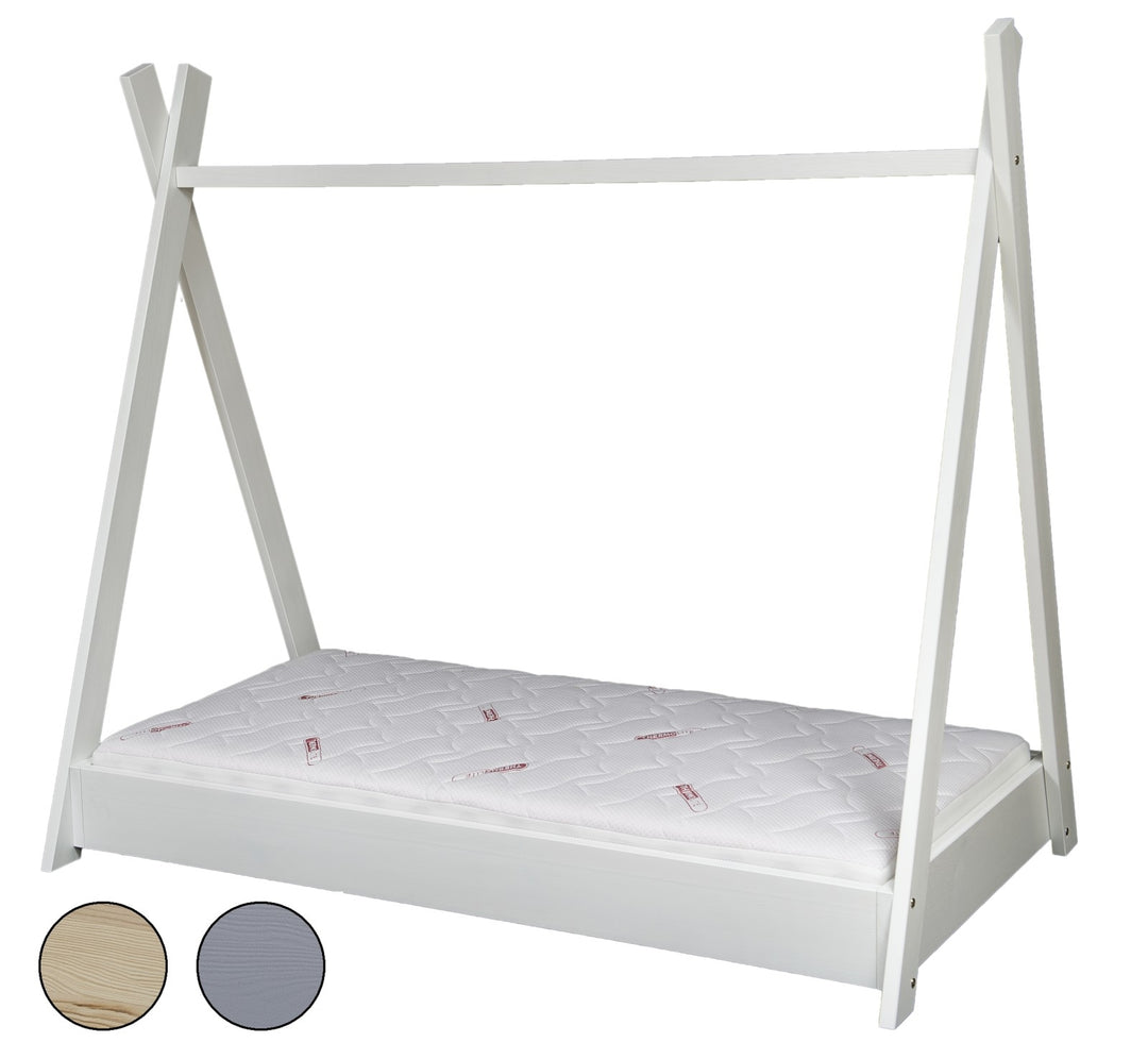 Teepee tent wooden bed + STANDARD mattress set 160x80