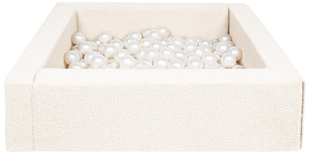 Square bouclé ball pit with 200 balls, 5 elements